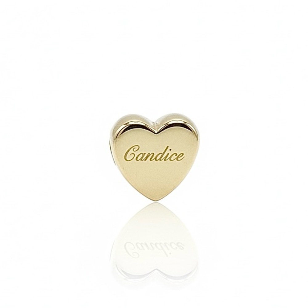 Gold Personalized Name Heart Bracelet Charm (YOUR NAME)